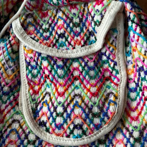 Vintage Mexican Artisan Woven Drawstring Backpack - Picture 13 of 16